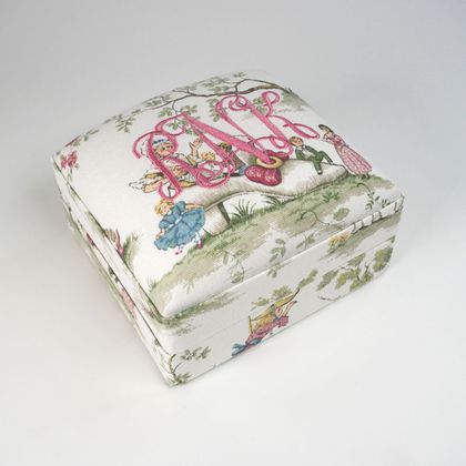 Personalized Nursery Rhyme Over the Moon Toile Jewelry Box