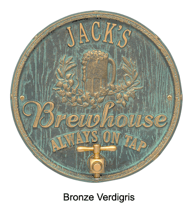 Personalized Oak Barrel Beer Pub Plaque