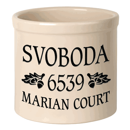 Personalized Oak Leaf Stoneware Crock - 2 Gallon