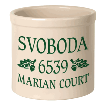 Personalized Oak Leaf Stoneware Crock - 2 Gallon