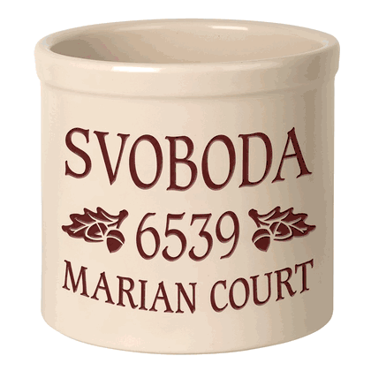 Personalized Oak Leaf Stoneware Crock - 2 Gallon