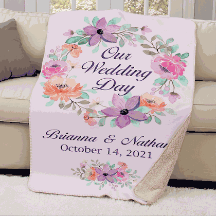 Personalized Our Wedding Day Sherpa Blanket 50x60