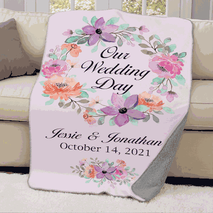 Personalized Our Wedding Day Sherpa Blanket 50x60
