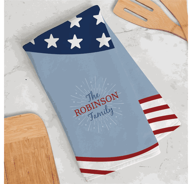 Personalized Patriotic Dish Towel