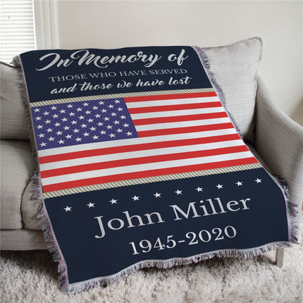 Personalized Patriotic Memorial Afghan Throw