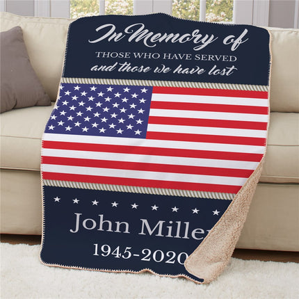 Personalized Patriotic Memorial Sherpa Blanket