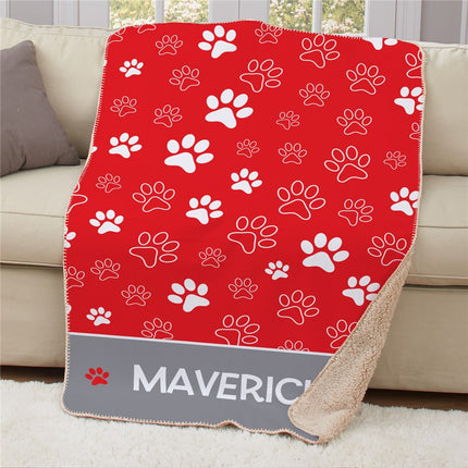 Personalized Paw Prints Sherpa Blanket