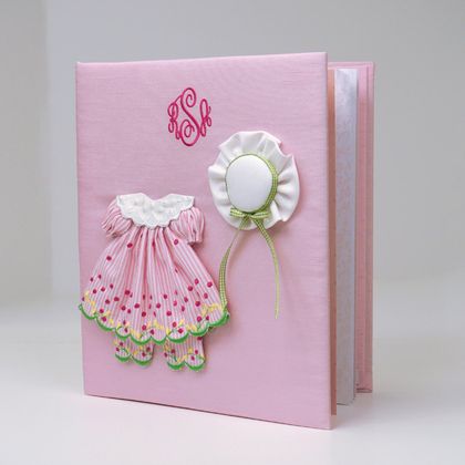 Personalized Pinafore Dress on Micro Stripe Cotton Baby Memory Book
