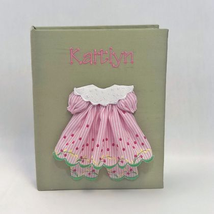 Personalized Pinafore Dress on Micro Stripe Cotton Medium Hardbound Photo Album