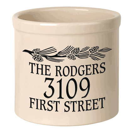 Personalized Pinecone Stoneware Crock - 2 Gallon