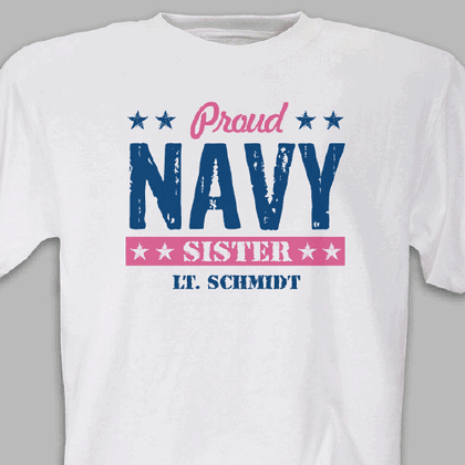 Personalized Proud Military T-shirt - Navy