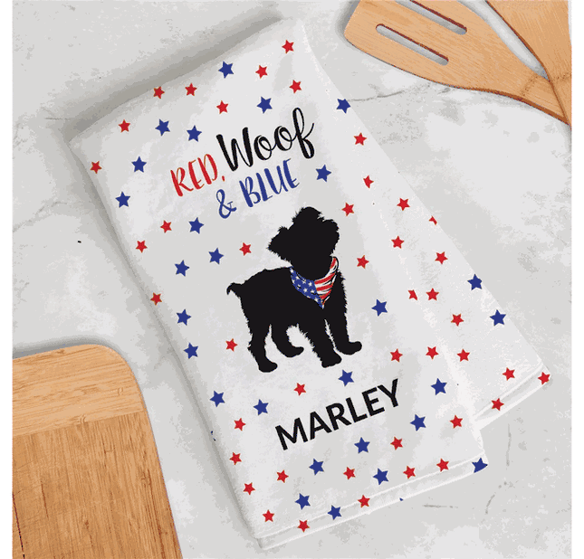 Personalized Red, Woof & Blue Dish Towel