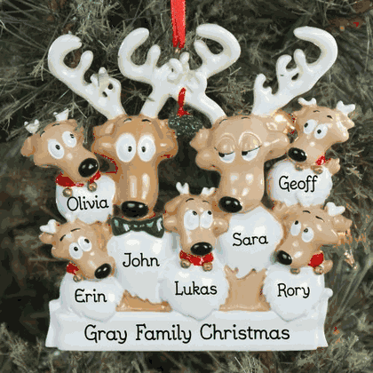 Personalized Reindeer Family Christmas Ornament