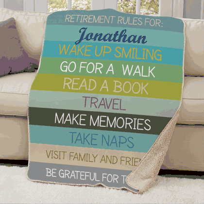 Personalized Retirement and Rules Sherpa Blanket 37x57