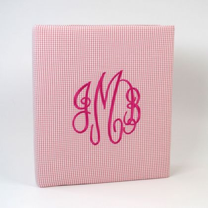 Personalized Seersucker Check Cotton Baby Memory Book