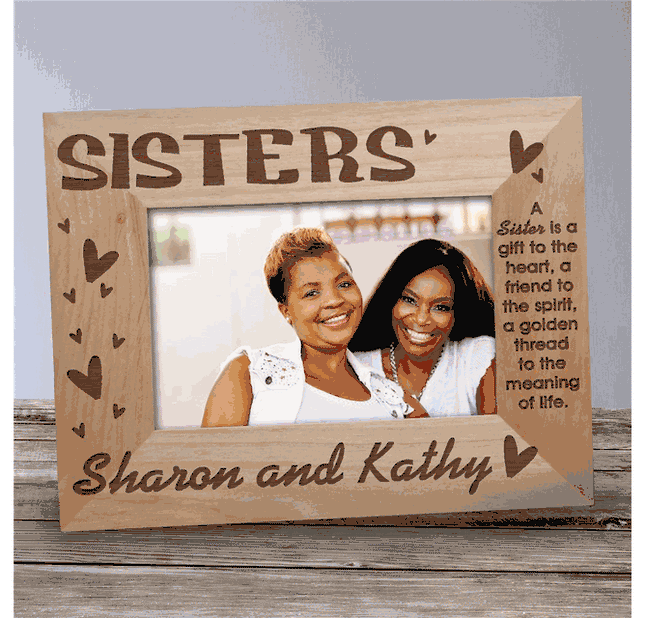 Personalized Sisters with Hearts Picture Frame