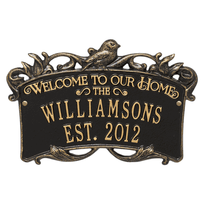 Personalized Songbird Welcome Plaque