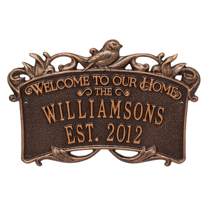 Personalized Songbird Welcome Plaque