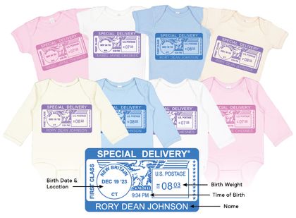 Personalized Special Delivery Postmark Romper