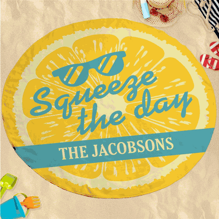 Personalized Squeeze the Day Round Beach Towel