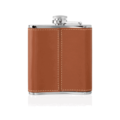 Personalized Stainless And Leather Flask Set