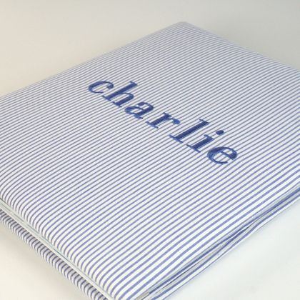Personalized Striped Seersucker Cotton Baby Memory Book