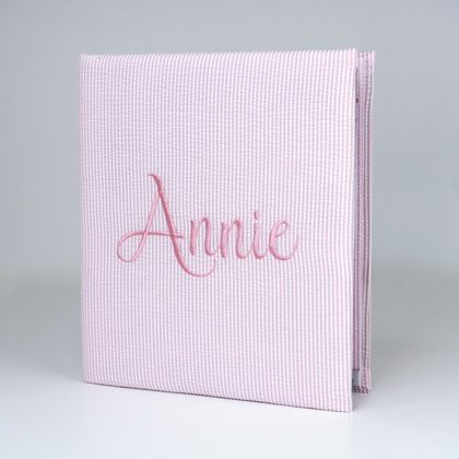 Personalized Striped Seersucker Cotton Baby Memory Book