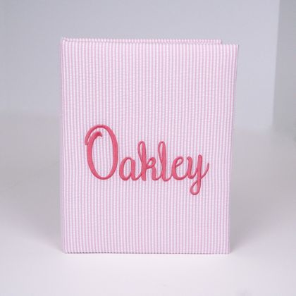 Personalized Striped Seersucker Cotton Medium Hardbound Photo Album