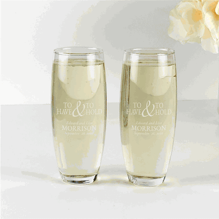 Personalized To Have and To Hold Stemless Flute Set