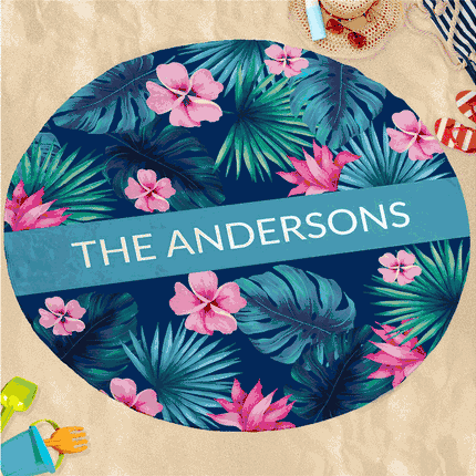 Personalized Tropical Round Beach Towel