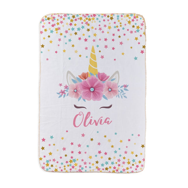 Personalized Unicorn Princess Sherpa Blanket
