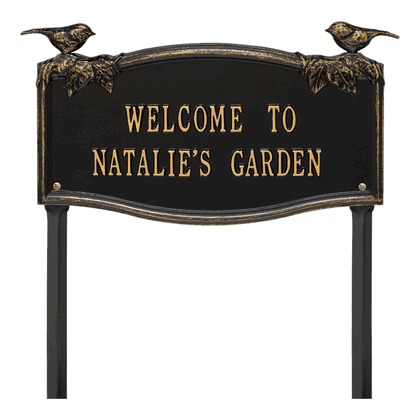 Personalized Vine Chickadee Garden Lawn Plaque