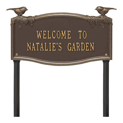 Personalized Vine Chickadee Garden Lawn Plaque