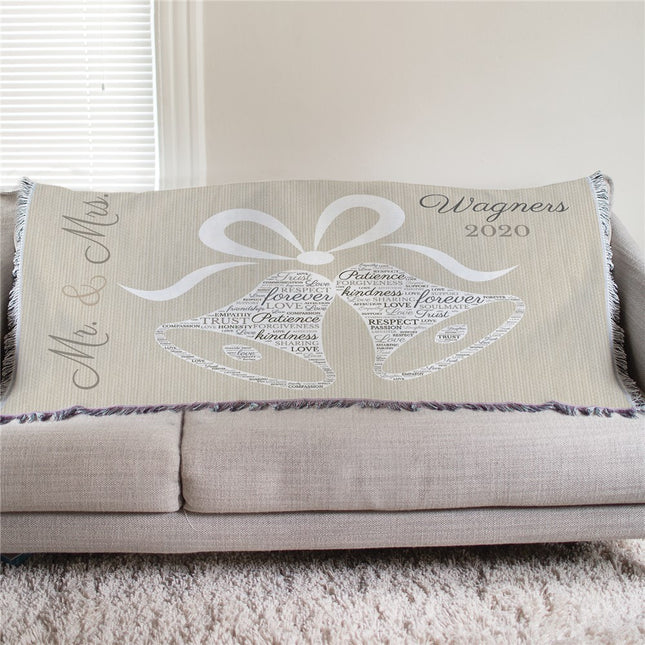 Personalized Wedding Bells Word Art Afghan Throw