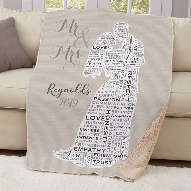 Personalized Wedding Word Art Sherpa Throw