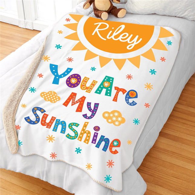 Personalized You Are My Sunshine Sherpa Blanket