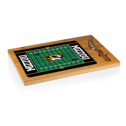 Mizzou Tigers Football Field Icon Glass Top Cutting Board & Knife Set