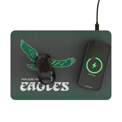 Philadelphia Eagles 1973-1995 Historic Collection Linen 15-Watt Wireless Charger and Mouse Pad