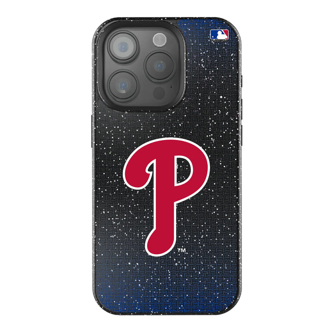 Philadelphia Phillies Linen Black Bling Phone Case for Apple iPhone