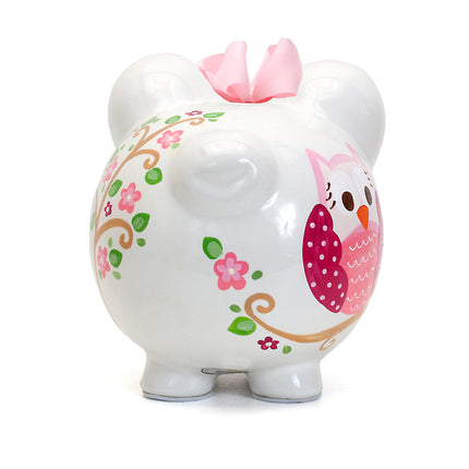 Pink Owl Large Piggy Bank