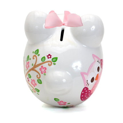Pink Owl Large Piggy Bank