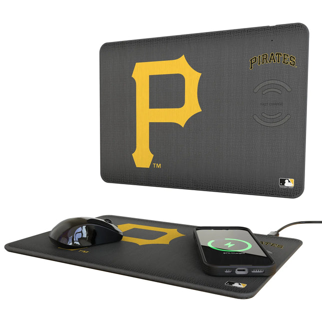 Pittsburgh Pirates Linen 15-Watt Wireless Charger and Mouse Pad