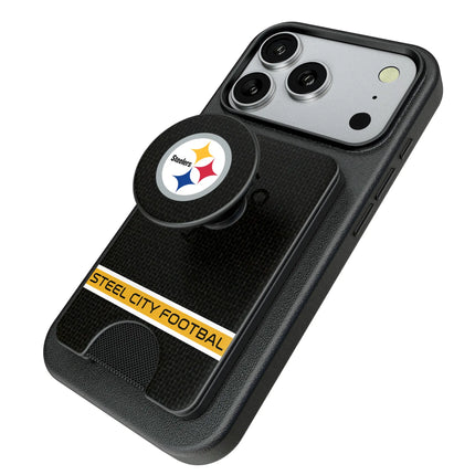 Pittsburgh Steelers Endzone Solid PopSockets MagSafe-Compatible PopWallet+