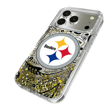 Pittsburgh Steelers Paisley Glitter Phone Case for Apple iPhone
