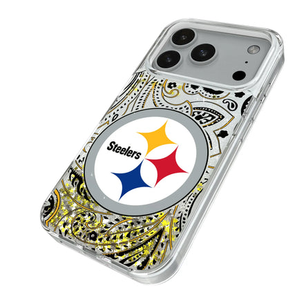 Pittsburgh Steelers Paisley Glitter Phone Case for Apple iPhone