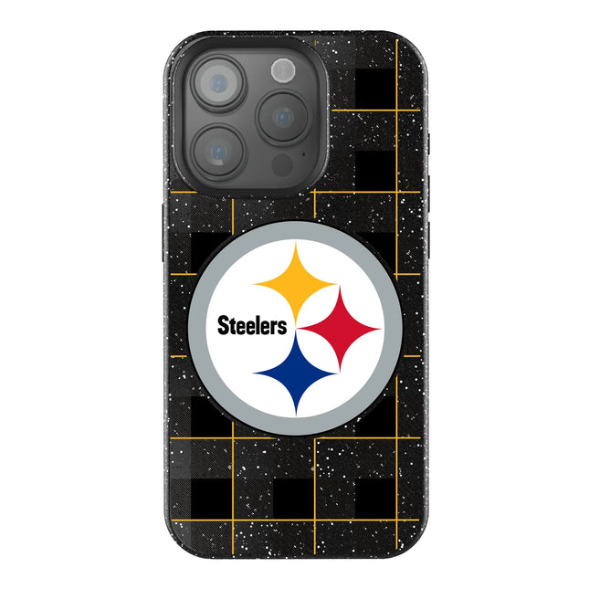 Pittsburgh Steelers Plaid Black Bling Phone Case for Apple iPhone
