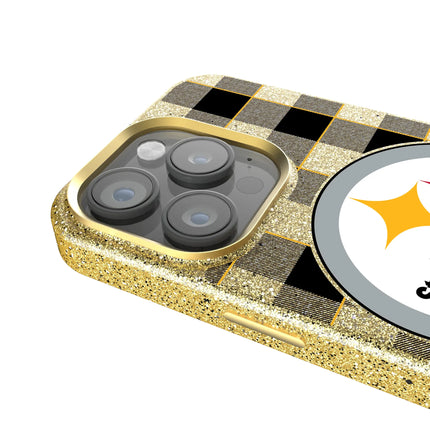 Pittsburgh Steelers Plaid Bling Phone Case for Apple iPhone