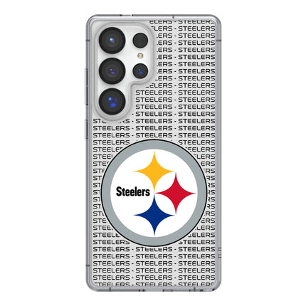 Pittsburgh Steelers Text Backdrop Clear Phone Case for Samsung Galaxy