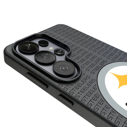 Pittsburgh Steelers Text Backdrop MagSafe Compatible Phone Case for Samsung Galaxy