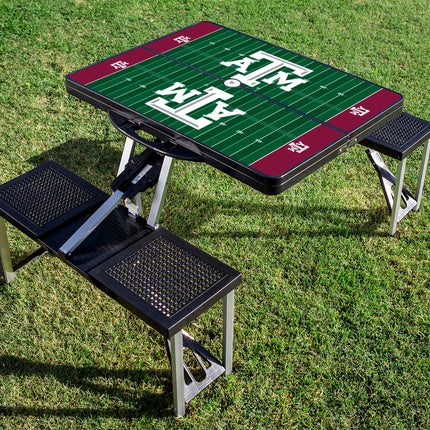 Texas A&M Aggies Football Field Picnic Table Folding Table with Seats